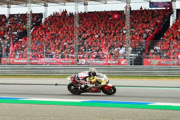 Honda Motorcycle Racer Good Form Home Grand Prix at Moto GP Thailand