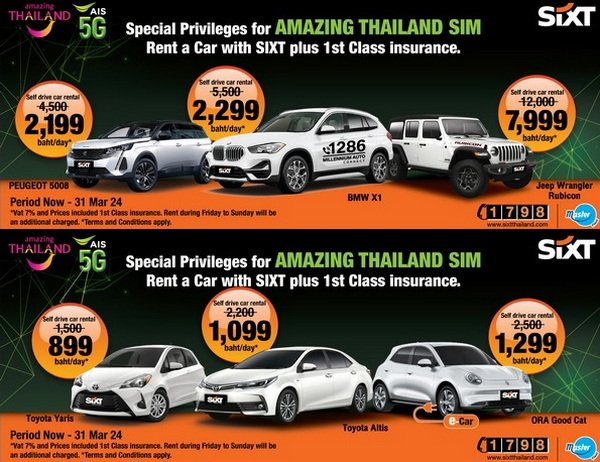 SIXT Thailand Stimulate Tourism TAT x AIS 5G Welcome Back to Thailand