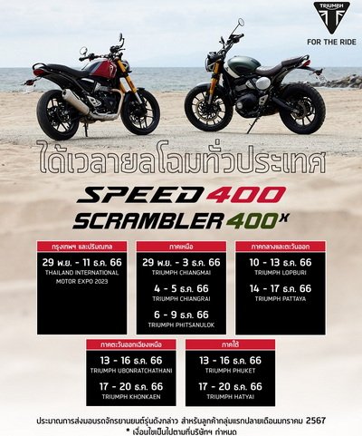 Triumph Reveal The Reservation Amount Triumph Speed 400 and Scrambler 400 X